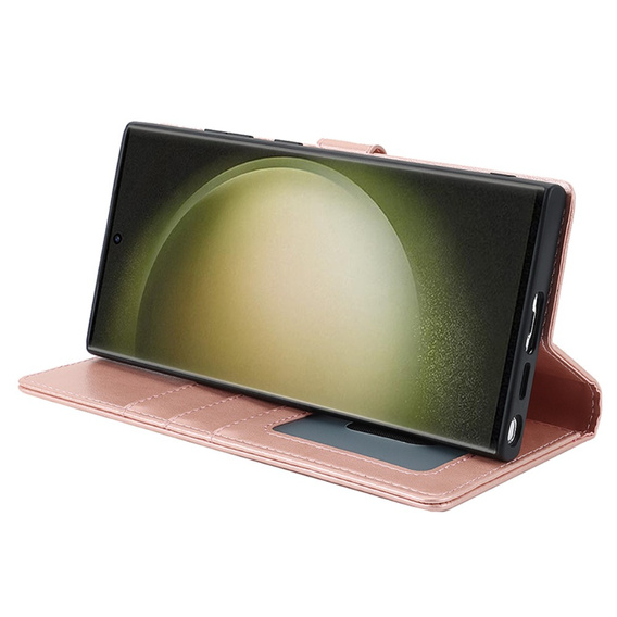 Husă cu clapetă pentru Samsung Galaxy S23 Ultra, portofel, pentru MagSafe, roz rose gold