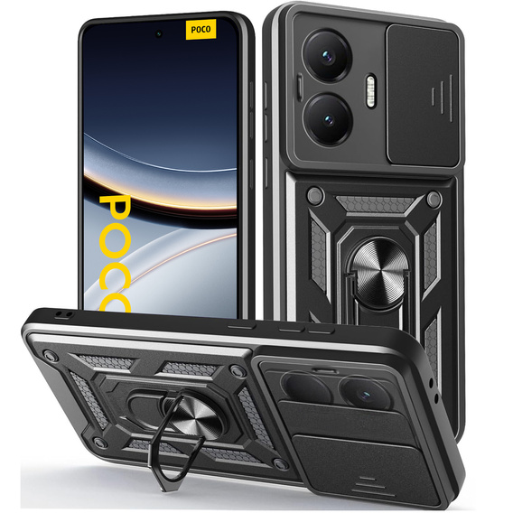 Husă blindată pentru Xiaomi Poco F7, CamShield Slide, negru