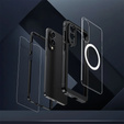 Husă pentru Samsung Galaxy S25 Edge, Shockproof, cu sticlă, pentru MagSafe, negru