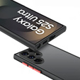 Husă din silicon pentru Samsung Galaxy S25 Ultra, cu protecție pentru cameră, transparent / negru + sticlă călită 9H