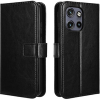 Cu clapetă pentru Motorola Edge 50 Neo, Crazy Horse Wallet, negru