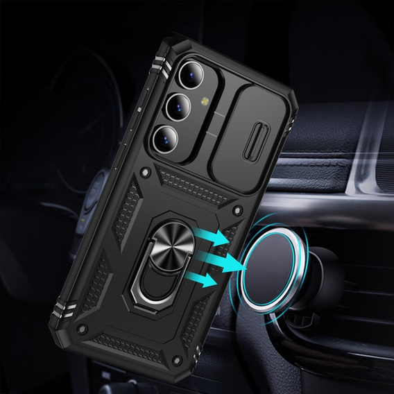 Husă blindată pentru Samsung Galaxy S24+ Plus, CamShield Slide, negru
