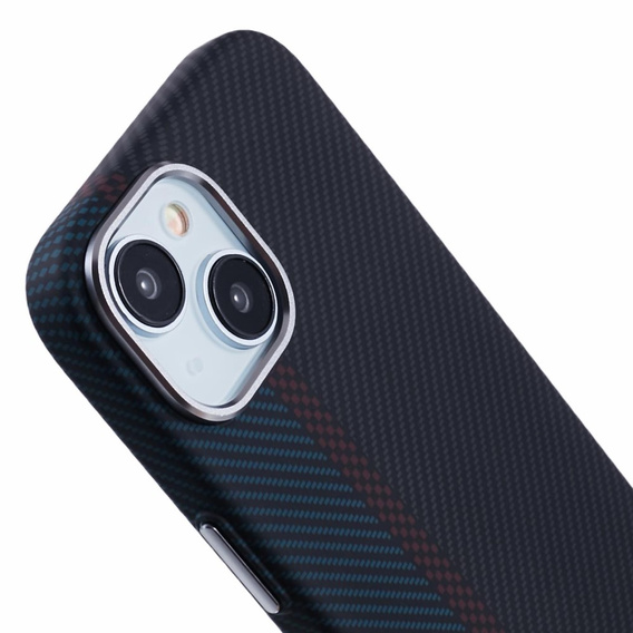 Carcasa pentru iPhone 13, Carbon Fiber MagSafe, negru / albastru