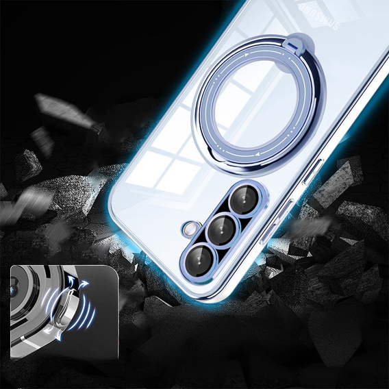 Carcasa magnetică pentru Samsung Galaxy A56, pentru MagSafe, albastru + sticlă 9H