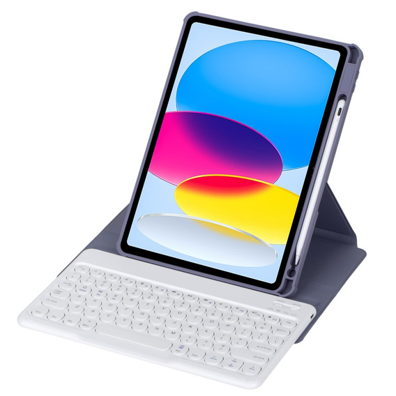 Husă pentru tastatură pentru iPad 11" 2025 A16 (11 gen.) / iPad 10.9" 2022 (10 gen.), Rotary 360° Leather, violet