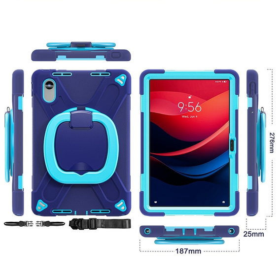 Husă pentru copii pentru Lenovo Tab M11, blindată cu curea, albastru marin / verde