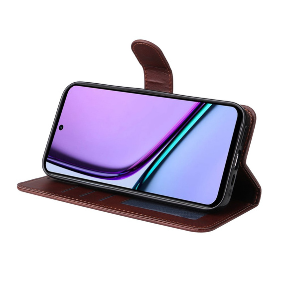 Cu clapetă pentru Realme C67, Leather Wallet, maro