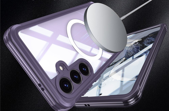 Husă pentru Samsung Galaxy S25 FE, Shockproof, cu sticlă, pentru MagSafe, violet