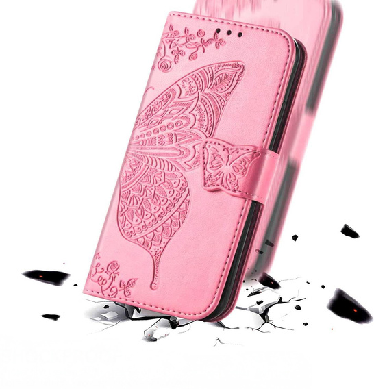 Cu clapetă pentru Motorola Edge 60 / 60 Fusion, Butterfly, roz rose gold