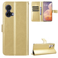 Cu clapetă pentru Motorola Moto G85, Crazy Horse Wallet, de aur