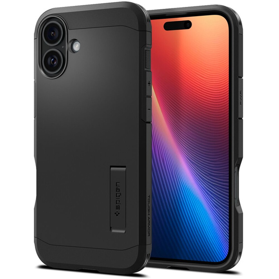 Carcasa Spigen pentru iPhone 16 Plus, Tough Armor Mag MagSafe, negru + 9H Tempered Glass