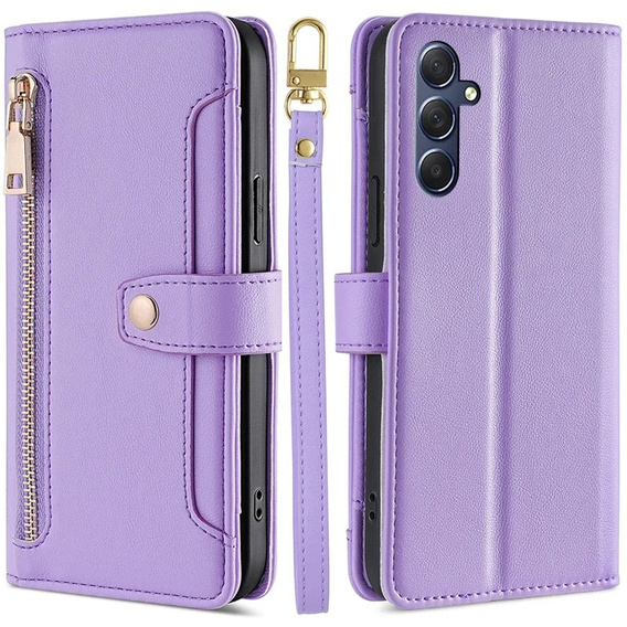 Cu clapetă pentru Samsung Galaxy A16, Wallet Zipper Pocket, violet