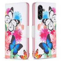 Cu clapetă pentru Samsung Galaxy A35 5G, Wallet, Butterflies alb