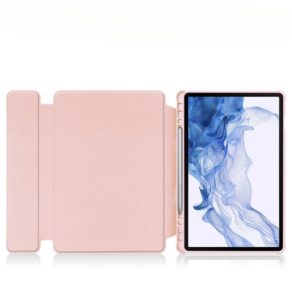 Husă pentru tastatură pentru Samsung Galaxy Tab S9, Rotary 360° Leather, roz rose gold