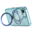 Carcasa iPhone 16e, Glittery Magnetic Kickstand, albastru