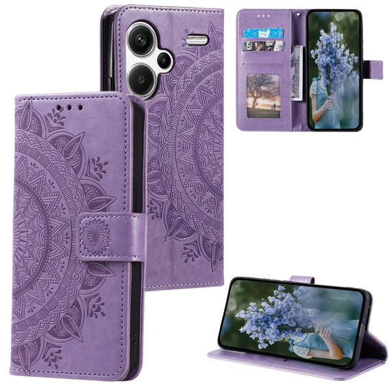 Cu clapetă pentru Xiaomi Redmi Note 13 Pro+, Mandala, violet