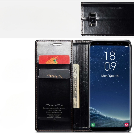 Carcasă flip CASEME pentru Samsung Galaxy S8, Waxy Textured, cafea