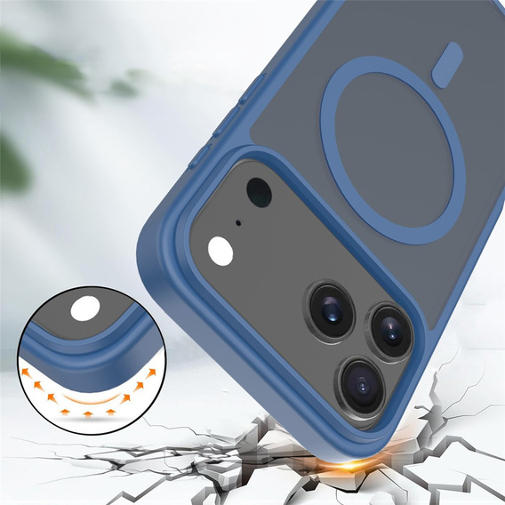 Husă Matt pentru iPhone 17 Pro Max, pentru MagSafe, albastru translucid