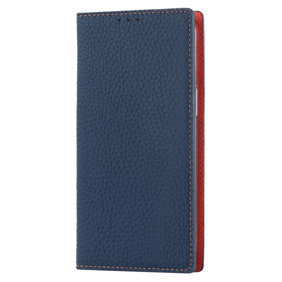 Cu clapetă pentru iPhone 15 Pro, Litchi Skin Grain, albastru închis