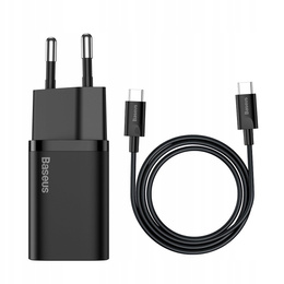 Baseus Super Si PD 25 W USB-C încărcător de rețea + cablu USB-C, negru