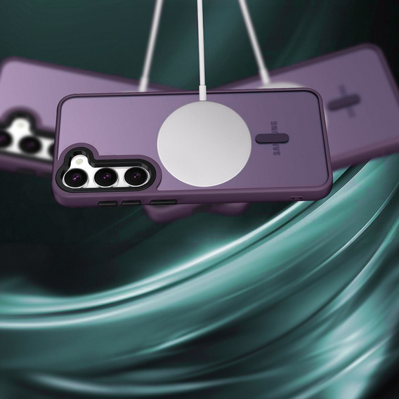 Husă pentru Samsung Galaxy S21 FE, pentru MagSafe, ERBORD Matt Case, violet închis + sticlă pentru ecran