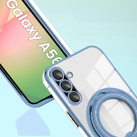 Carcasa magnetică pentru Samsung Galaxy A56, pentru MagSafe, albastru + sticlă 9H