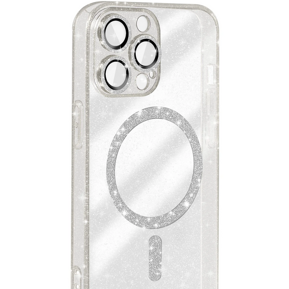 Husă pentru iPhone 16 Pro, ERBORD Glitter MagSafe, transparentă + Sticlă pentru ecran