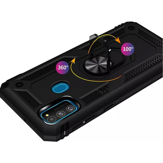 Husă blindată pentru Samsung Galaxy M21, Nox Case Ring, negru