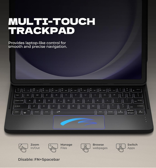 Carcasă magnetică Dexnor cu tastatură și touchpad pentru Samsung Galaxy Tab A9+