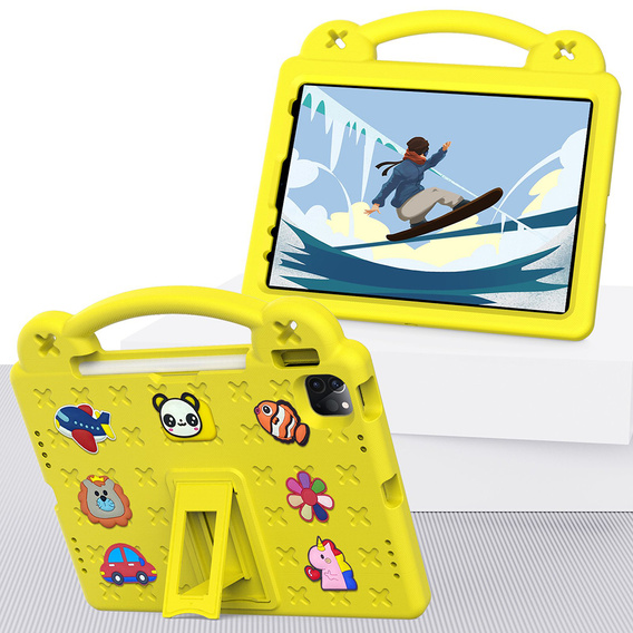 Husă pentru copii pentru iPad 10.9 2022 10 Gen, Cute Patterns, cu suport, galben