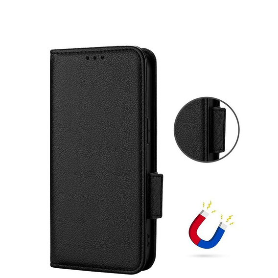 Huse pentru HTC U24 Pro 5G, Wallet Litchi Leather, negru