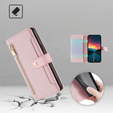 Cu clapetă pentru Realme 14 Pro+ 5G, Wallet Zipper Pocket, roz