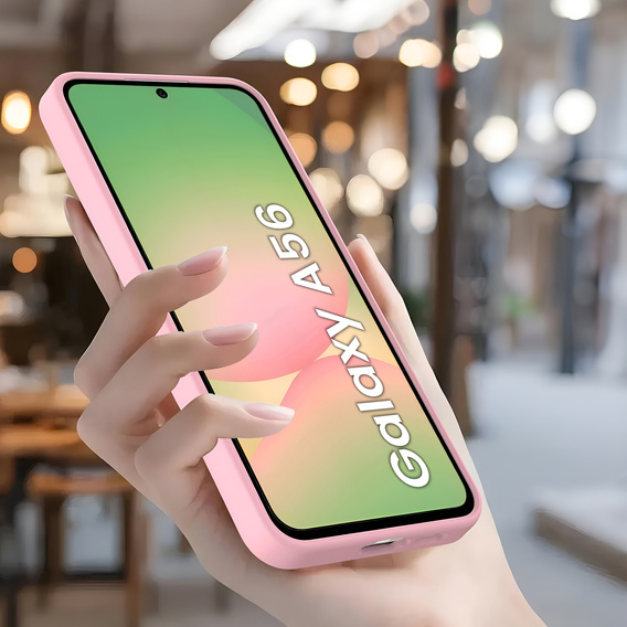 Carcasa pentru Samsung Galaxy A56 5G, Silicone Heart, roz + Sticlă temperată 9H
