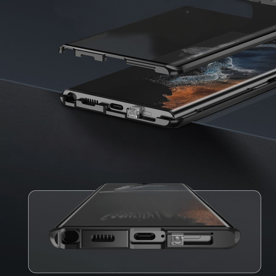 Carcasa Magnetic Dual Glass MagSafe pentru Samsung Galaxy S24 Ultra, negru