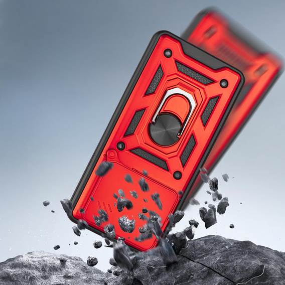 Husă blindată pentru Xiaomi Redmi Note 14 4G, CamShield Slide, roșu