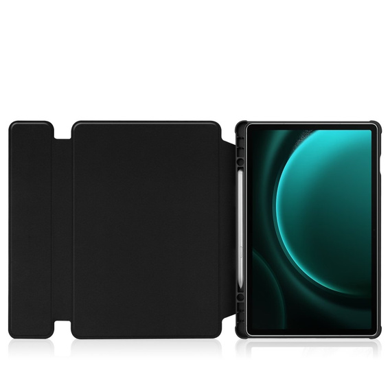 Husă pentru tastatură pentru Samsung Galaxy Tab S9 FE+ Plus, Rotary 360° Leather, negru