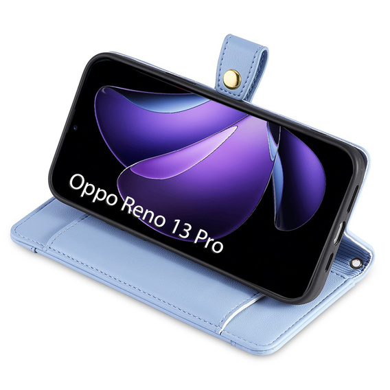 Cu clapetă pentru Oppo Reno 13 Pro, Wallet Zipper Pocket, albastru
