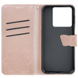Cu clapetă pentru Xiaomi Poco X6 5G, Butterfly, roz rose gold