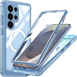 Husă pentru Samsung Galaxy S25 Ultra, Shockproof, cu sticlă, pentru MagSafe, albastru