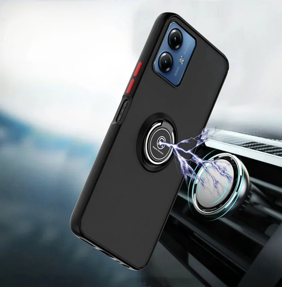 Husa pentru Motorola Moto E14, Frosted Ring, negru