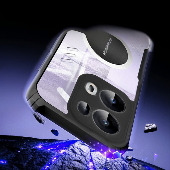 Carcasă pentru Oppo Reno 13 Pro, cu placă magnetică, transparent / negru