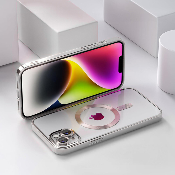 Husă pentru iPhone 14 Plus, Electro MagSafe, de argint + Sticlă pentru ecran