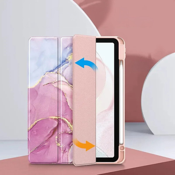 Husă pentru iPad 10.9" 2022 (10 gen.), Smartcase Hybrid, cu spațiu pentru stylus, Marble roz