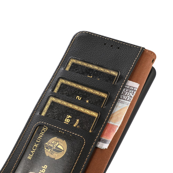 KHAZNEH RFID caz pentru Samsung Galaxy A35 5G, Litchi Texture, negru