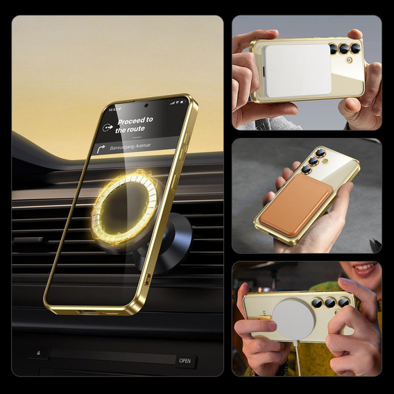Husă pentru Samsung Galaxy A05s, Electro MagSafe, de aur + Sticlă pentru ecran