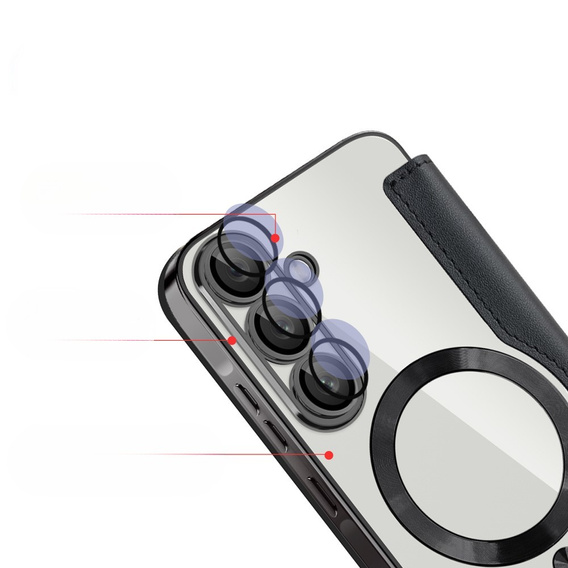 Cu clapetă pentru Samsung Galaxy A36, RFID Wallet MagSafe CamShield, negru