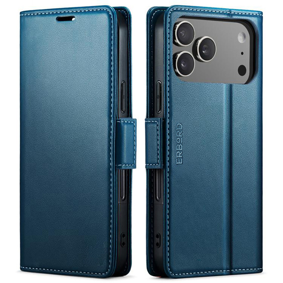 Carcasă de portofel Litchi lucioasă cu clapetă pentru iPhone 17 Pro Max