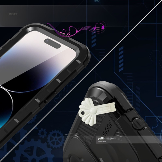 Carcasă impermeabilă IP68 pentru iPhone 14 Pro, SHELLBOX MagSafe, negru