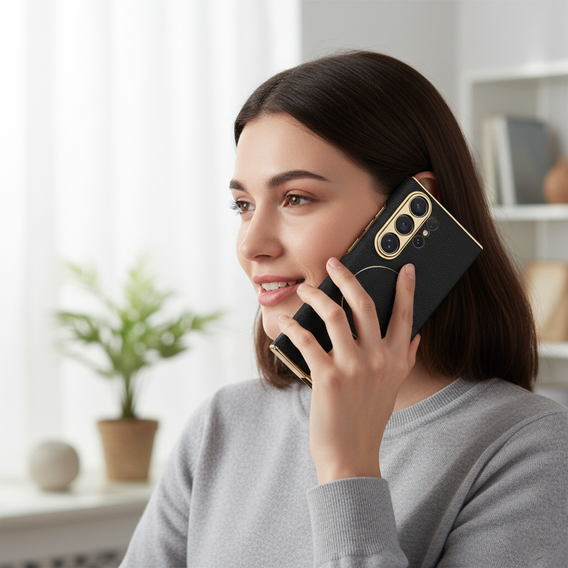 Husă magnetică din piele GKK Nickel Ring pentru Samsung Galaxy S26 Ultra