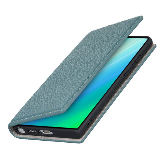 Husă din piele pentru Samsung Galaxy S23 Ultra, ERBORD Grain Leather, albastru